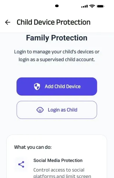 Parental Control app screen showing content filtering options