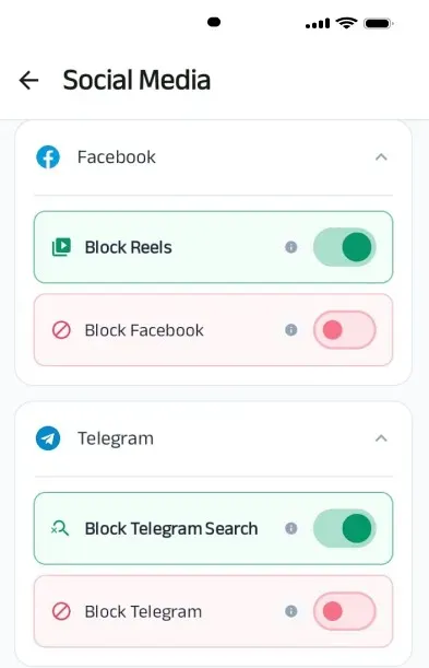 Block Reels and YouTube Shorts app screen