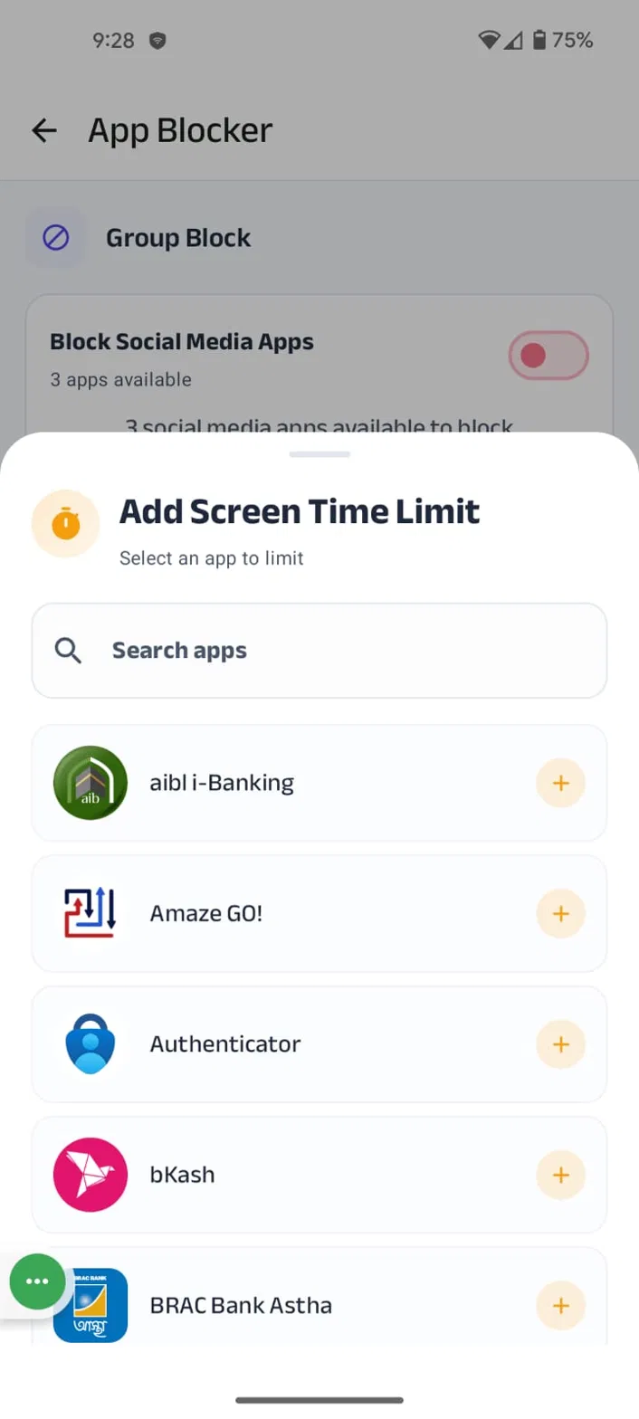 Add Screen Time Limit app list